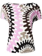 Emilio Pucci Printed Shortsleeved Top, Women's, Size: 44, White, Silk/viscose