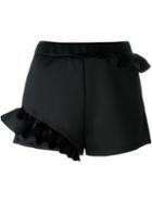 Mm6 Maison Margiela Frill Shorts, Women's, Size: S, Black, Polyester/spandex/elastane