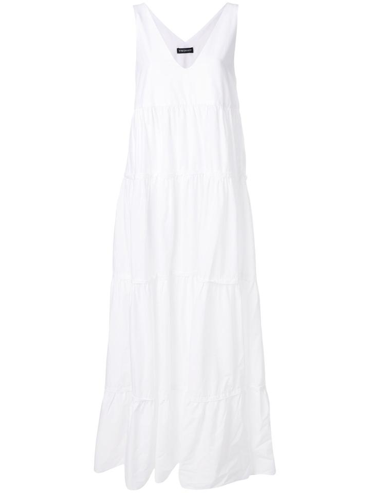Twin-set Flared Maxi Dress - White