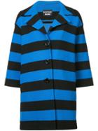 Boutique Moschino Striped Coat, Women's, Size: 40, Black, Cotton/polyamide