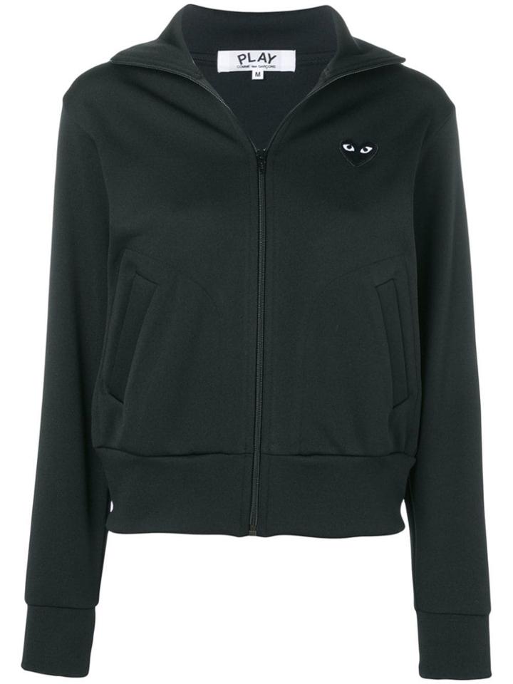 Comme Des Garçons Play Heart Print Zipped Sweatshirt - Black