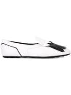 Tod S Fringed Slippers, Women's, Size: 38, White, Leather/rubber