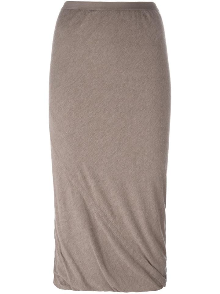 Rick Owens Lilies Draped Midi Skirt, Women's, Size: 44, Nude/neutrals, Polyamide/viscose/angora/wool