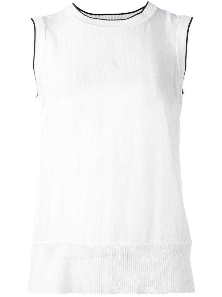 Rag & Bone Contrast Trim Sleeveless Blouse, Women's, Size: Xs, White, Triacetate/viscose