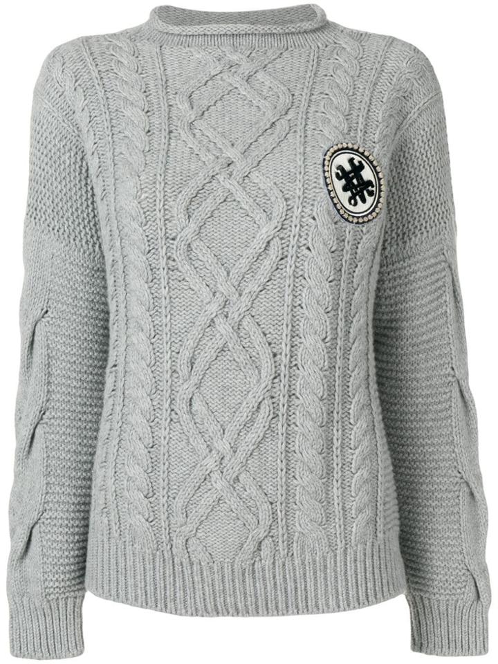 Mr & Mrs Italy Cable-knit Jumper - Grey