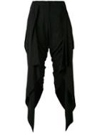 Gareth Pugh - Draped Panel Trousers - Women - Silk/spandex/elastane/cupro - 40, Black, Silk/spandex/elastane/cupro