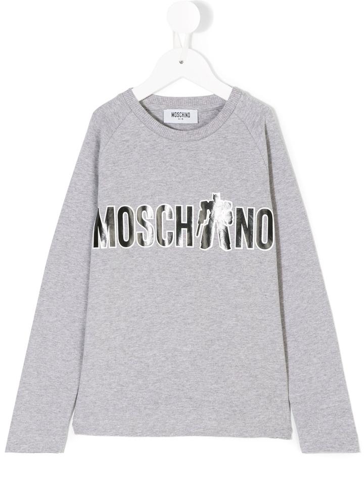 Moschino Kids - Logo Long Sleeve T-shirt - Kids - Cotton/spandex/elastane - 4 Yrs, Grey