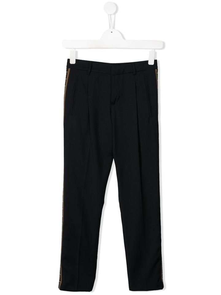 Fendi Kids Teen Ff Stripe Tailored Trousers - Blue