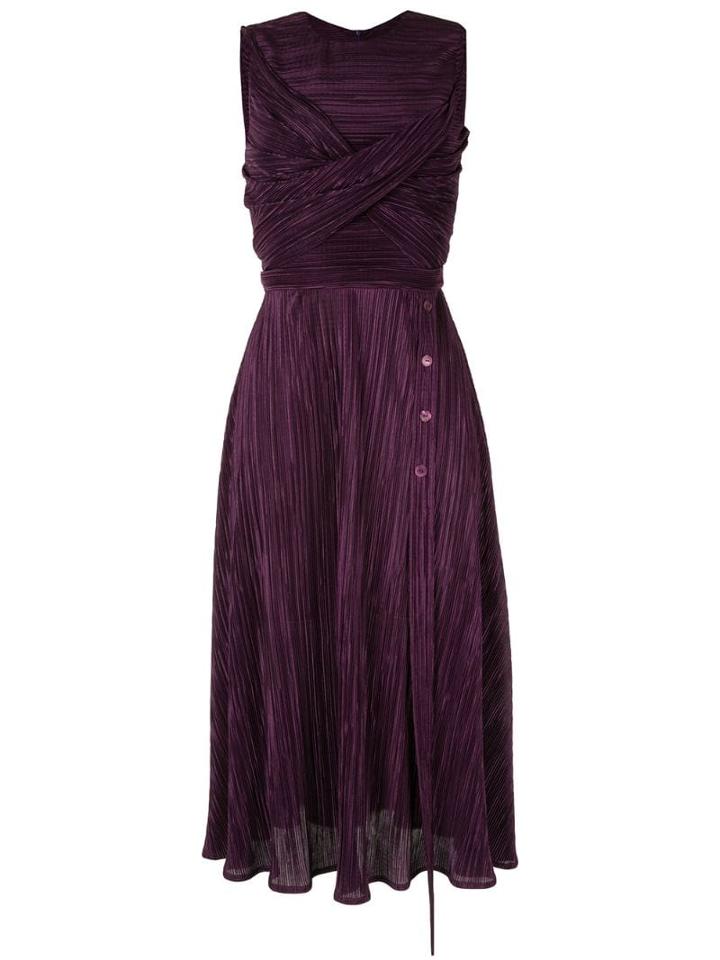 Dalood Plissé Midi Dress - Purple
