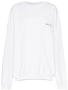 We11done Logo Print Oversized Cotton Jumper - White