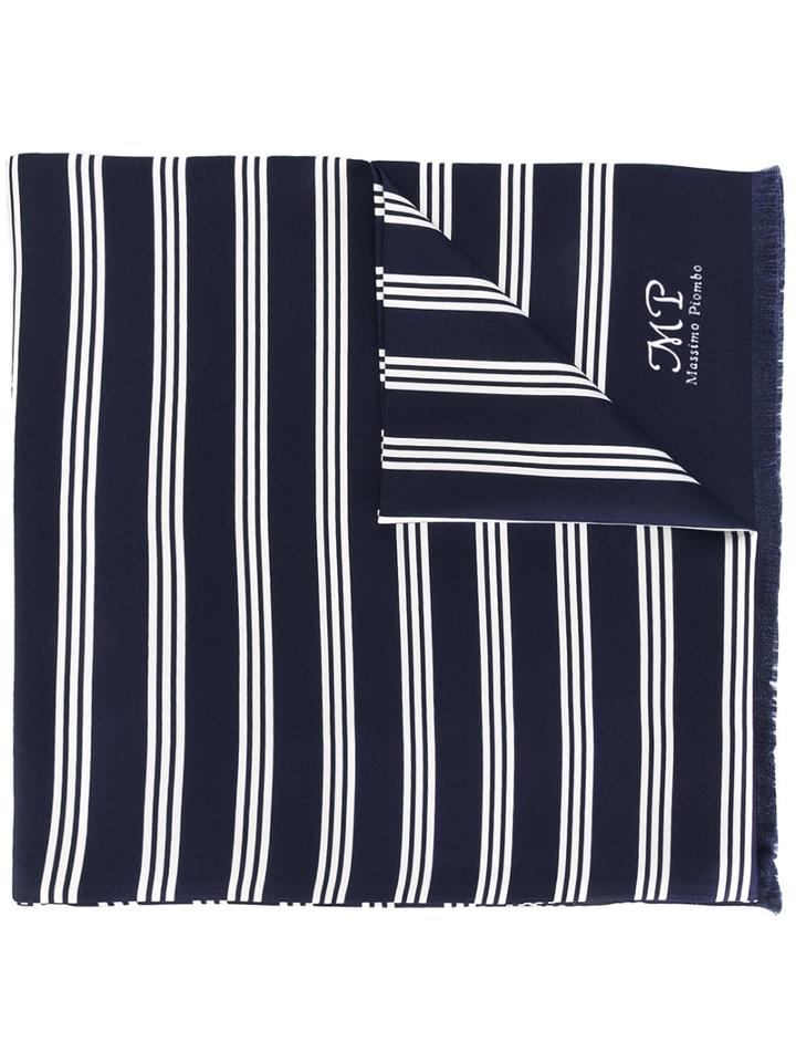 Mp Massimo Piombo Striped Silk Scarf, Men's, Blue, Silk
