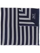 Mp Massimo Piombo Striped Silk Scarf, Men's, Blue, Silk