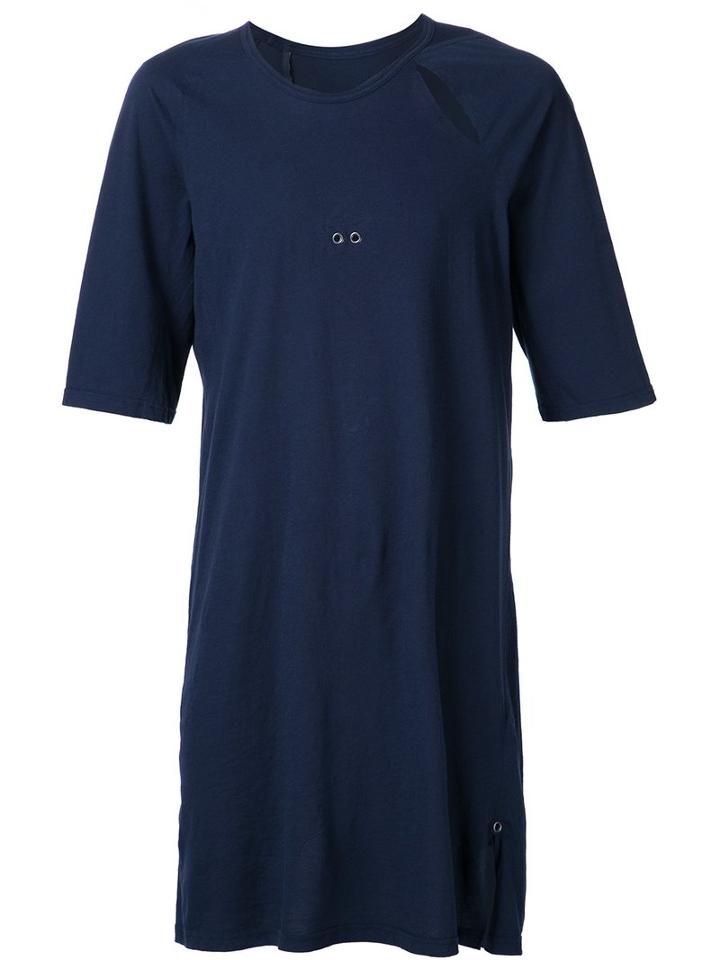11 By Boris Bidjan Saberi - Cut-out Detail T-shirt - Men - Cotton - S, Blue, Cotton