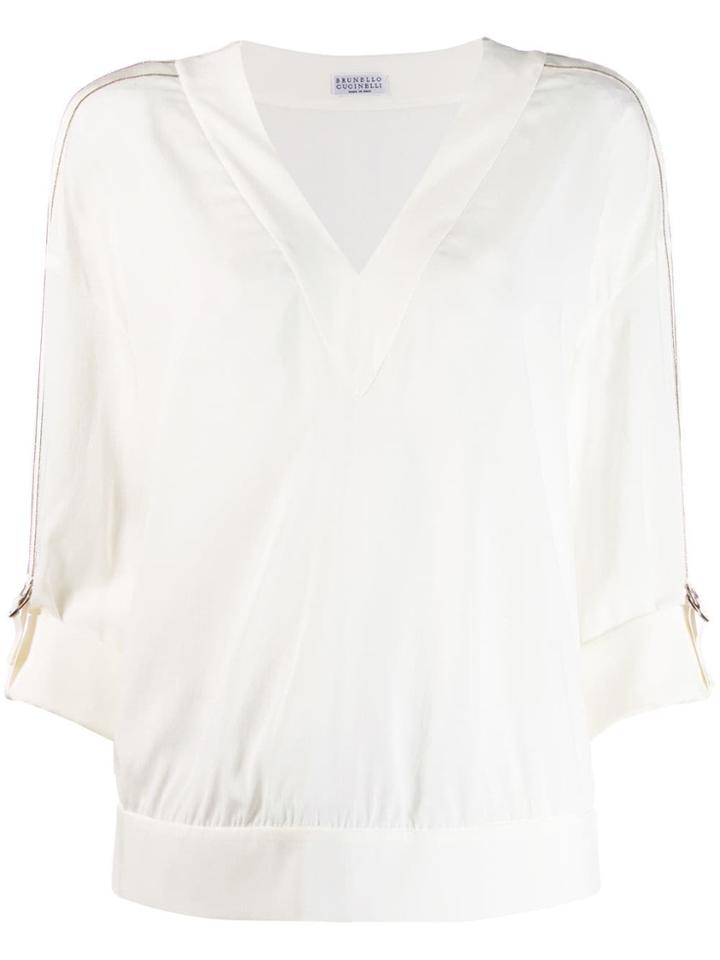 Brunello Cucinelli Rolled Sleeve Blouse - Neutrals