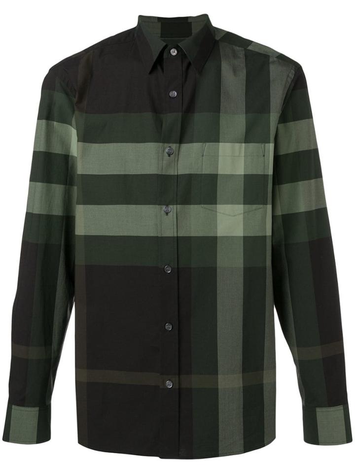 Burberry Oversized Check Print Shirt - Green