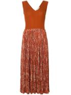 Nina Ricci Pleated Printed Dress - Brown