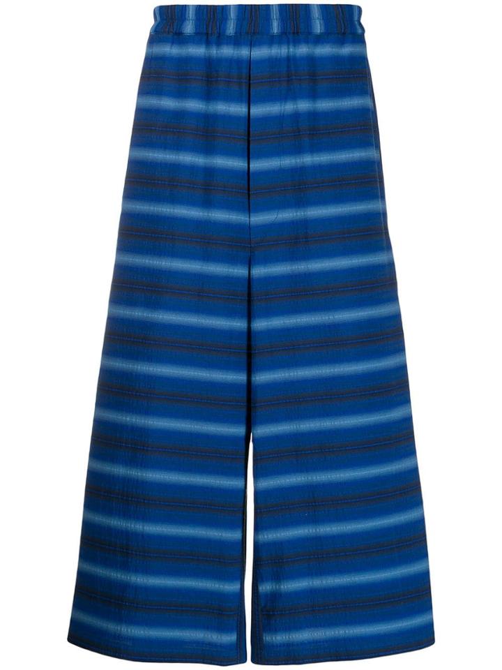 House Of The Very Islands Cropped Striped Trousers - Blue