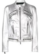 Dsquared2 Metallic Biker Jacket - Silver