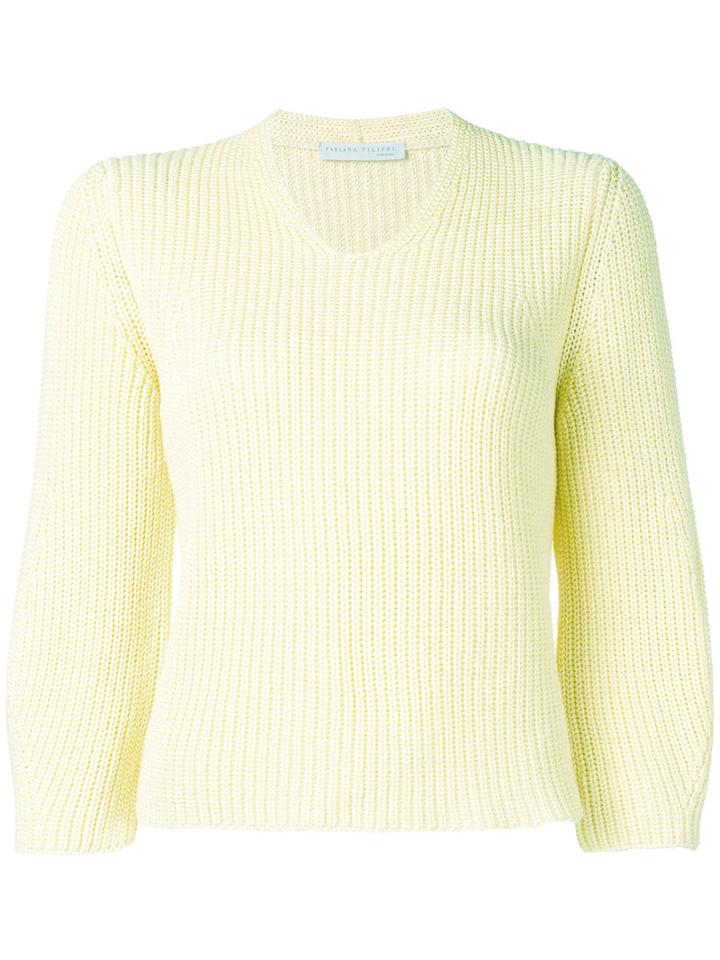 Fabiana Filippi Ribbed Detail Jumper, Women's, Size: 46, Yellow/orange, Cotton