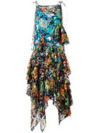 Marques'almeida Tiered Floral Dress, Women's, Size: 8, Yellow/orange, Silk/polyester/polyurethane