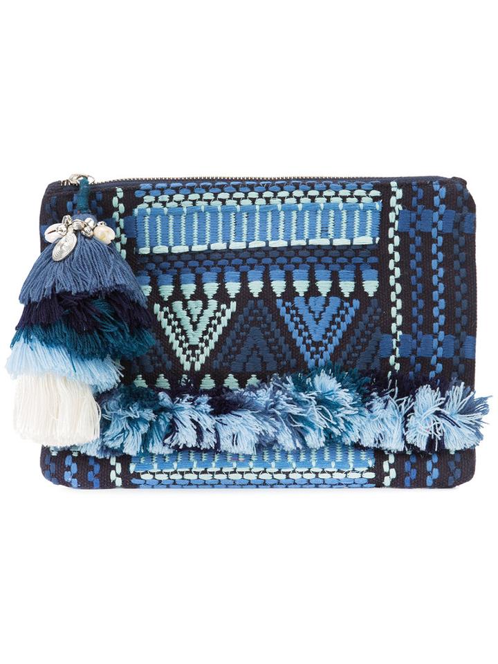 Figue 'sangita' Zip Pouch, Women's, Blue, Cotton/acrylic
