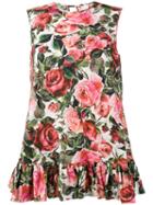 Dolce & Gabbana - Rose Print Peplum Top - Women - Cotton - 38, Women's, White, Cotton