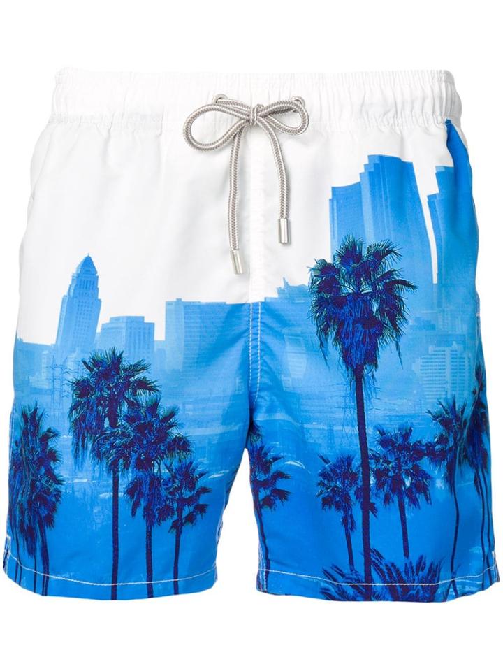Mc2 Saint Barth Palm Tree Print Swim Shorts - White