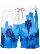 Mc2 Saint Barth Palm Tree Print Swim Shorts - White