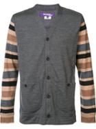 Junya Watanabe Comme Des Garçons Man Striped Longsleeves Cardigan, Men's, Size: Medium, Grey, Cotton/wool