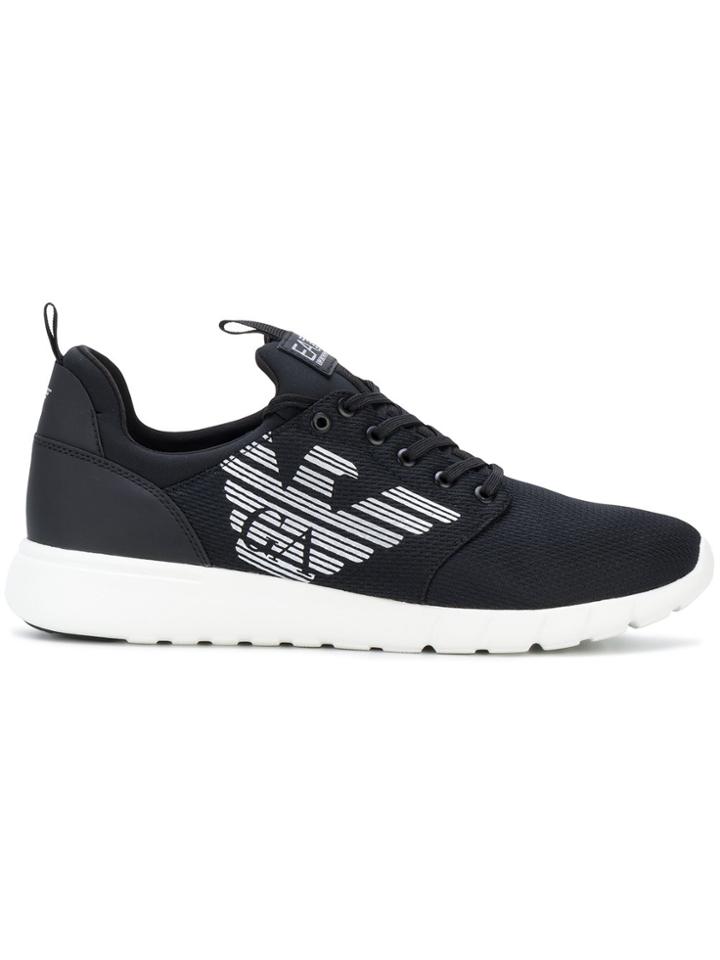 Ea7 Emporio Armani Logo Running Sneakers - Black
