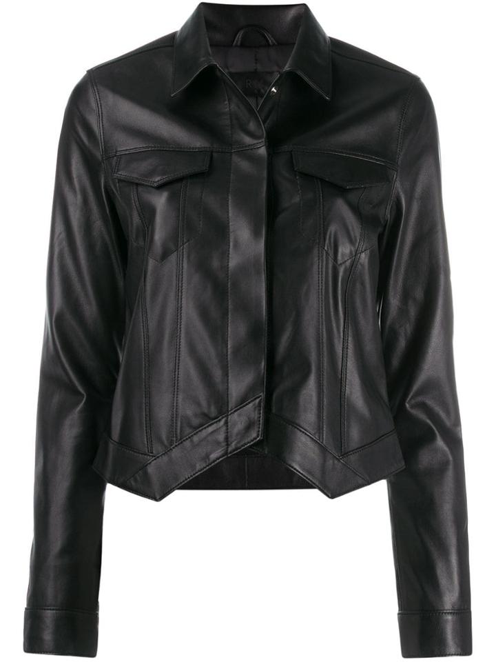 Rta Trucker Leather Jacket - Black