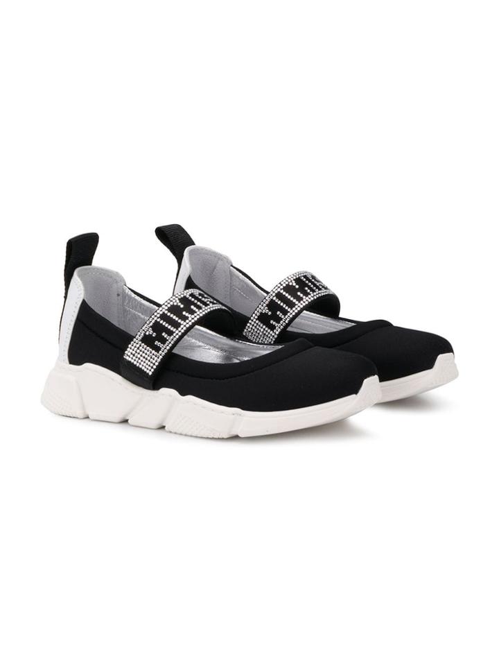 Mi Mi Sol Teen Branded Stretch Ballerinas - Black