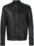 Salvatore Santoro Band Collar Leather Jacket - Black