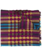 Issey Miyake Cauliflower Pon Pon Checked Scarf - Purple