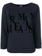 Armani Jeans Three-quarters Sleeve Logo Sweatshirt - Blue