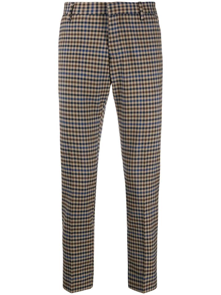 Entre Amis Houndstooth Tailored Trousers - Brown