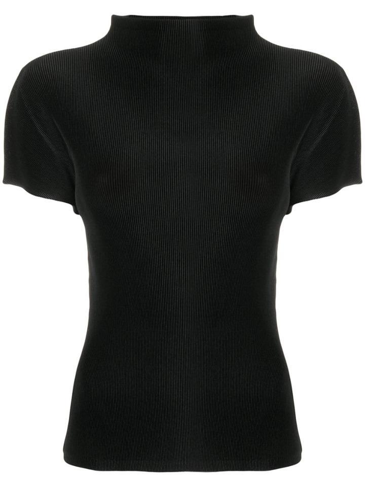 Pleats Please By Issey Miyake Short Sleeved Pleated Top - Black