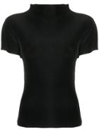 Pleats Please By Issey Miyake Short Sleeved Pleated Top - Black