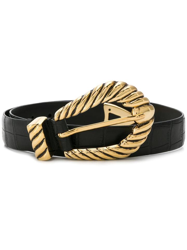 Alberta Ferretti Emboosed Crocodile Belt - Black