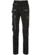 Undercover Plaid Zipped Trousers - Green