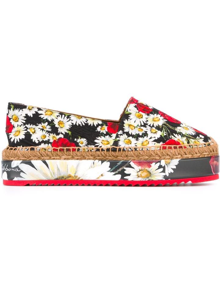 Dolce & Gabbana Daisy And Poppy Print Espadrilles, Women's, Size: 37, Viscose/rubber