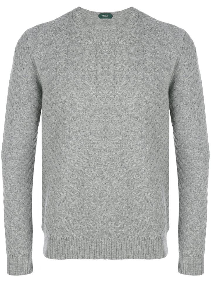 Zanone Textured Knit Jumper - Grey