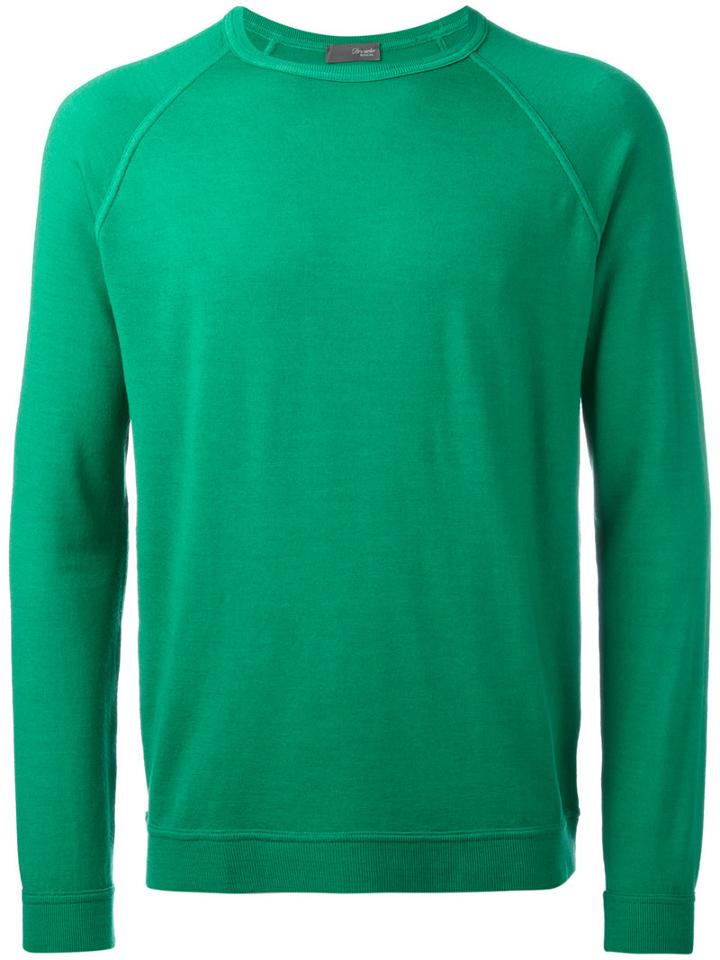 Drumohr Round Neck Jumper, Men's, Size: 48, Green, Merino