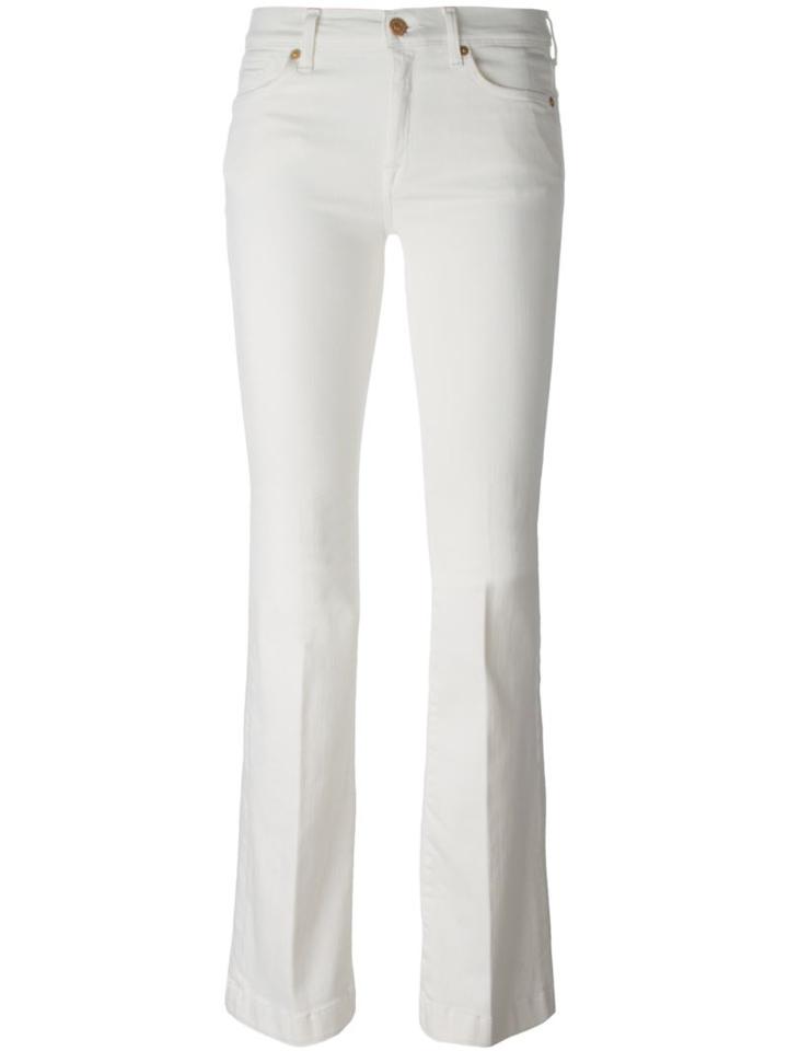 7 For All Mankind Bootcut Jeans, Women's, Size: 25, White, Cotton/polyester/spandex/elastane