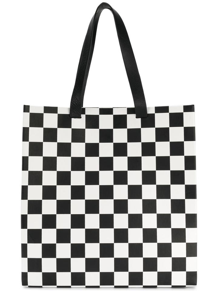 Msgm Chequered Tote Bag - Black