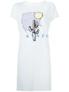 Kenzo Cactus Print T-shirt Dres, Women's, Size: L, White, Modal/cotton