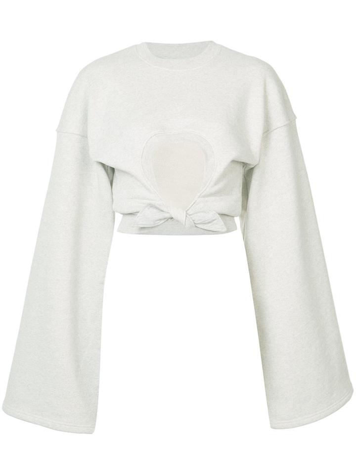 Y / Project - Cropped Tie Sweatshirt - Women - Cotton/spandex/elastane - S, Grey, Cotton/spandex/elastane