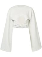 Y / Project - Cropped Tie Sweatshirt - Women - Cotton/spandex/elastane - S, Grey, Cotton/spandex/elastane