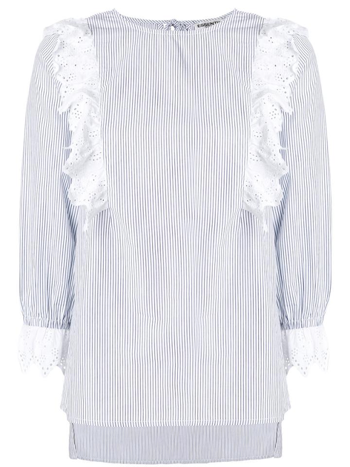 Essentiel Antwerp Ruffled Pinstriped Blouse - Blue