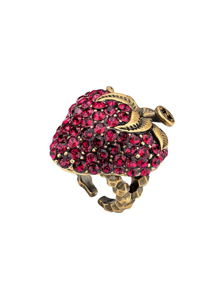 Gucci Strawberry Ring With Crystals - Pink
